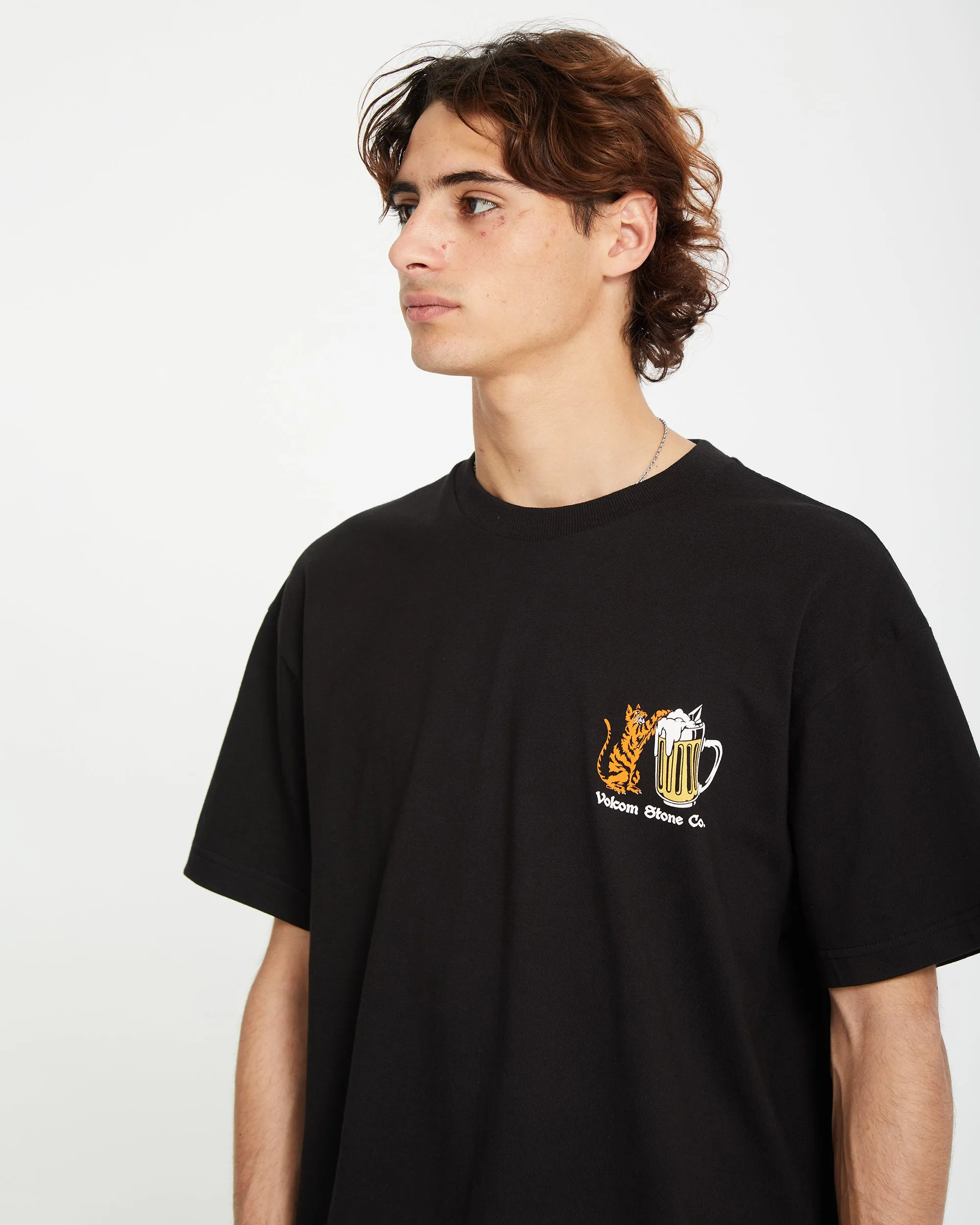 Curious Cat T-shirt - BLACK