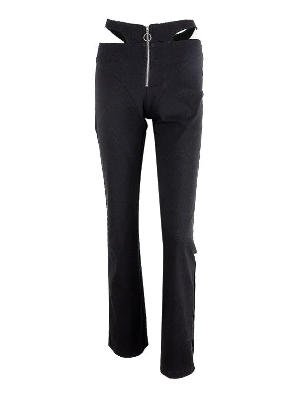 Cutout Waist Straight Pants