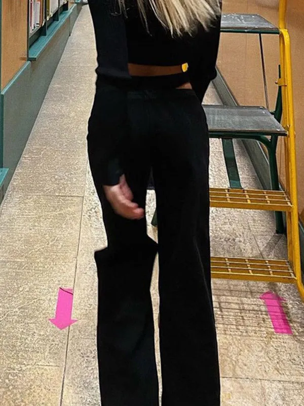 Cutout Waist Straight Pants