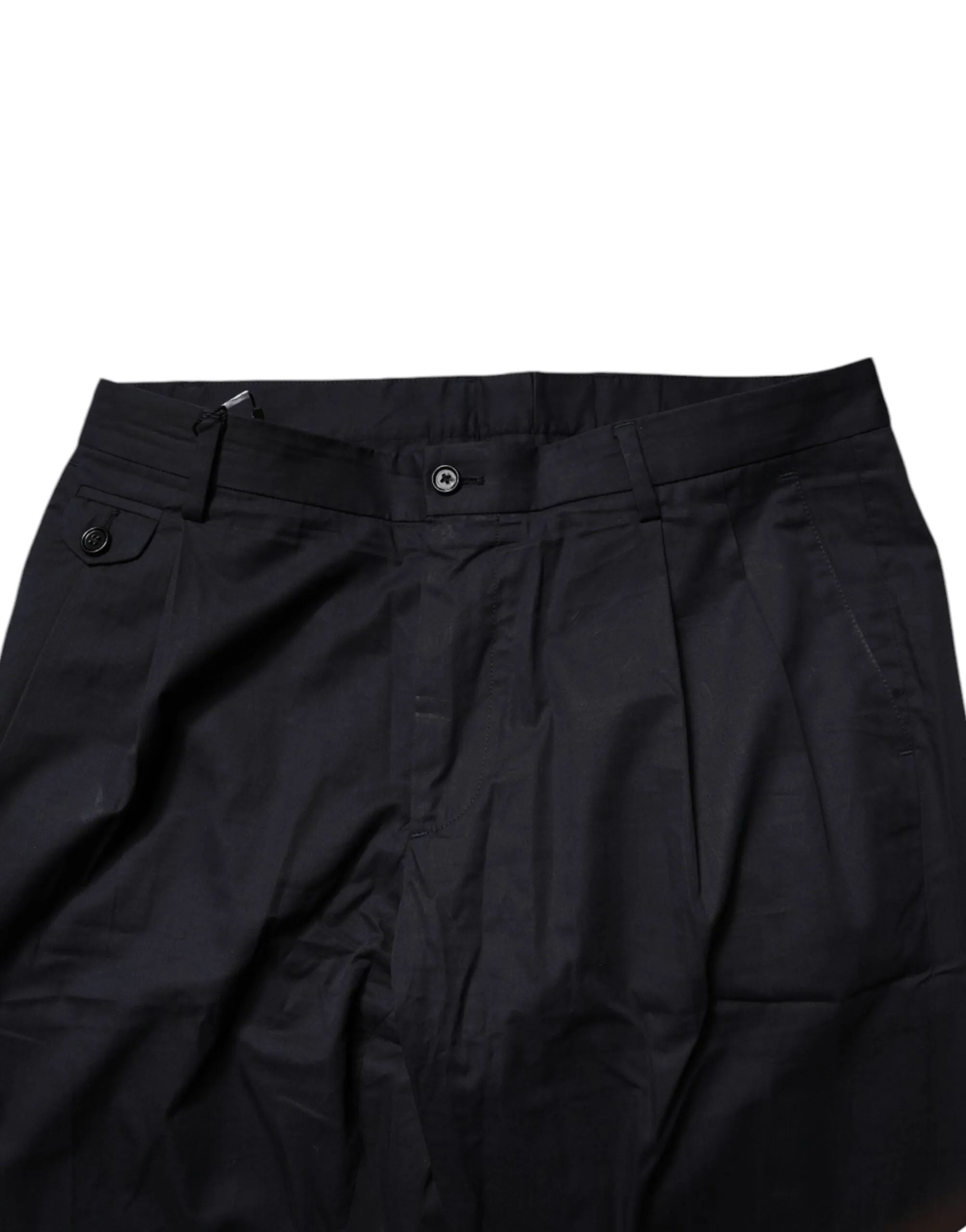 Dark Blue Cotton Tapered Formal Pants