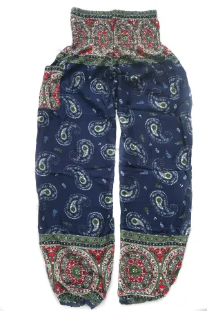 Dark Blue Paisley Buta Harem Pants