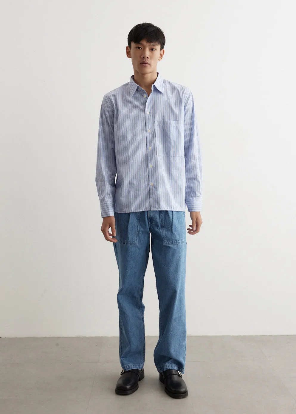 Denim Pleated Fatigue Pants