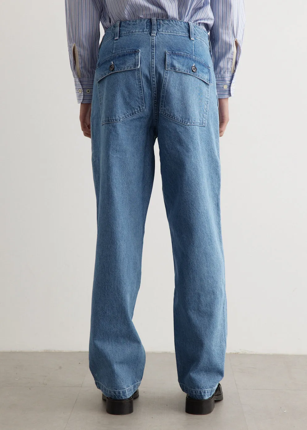 Denim Pleated Fatigue Pants