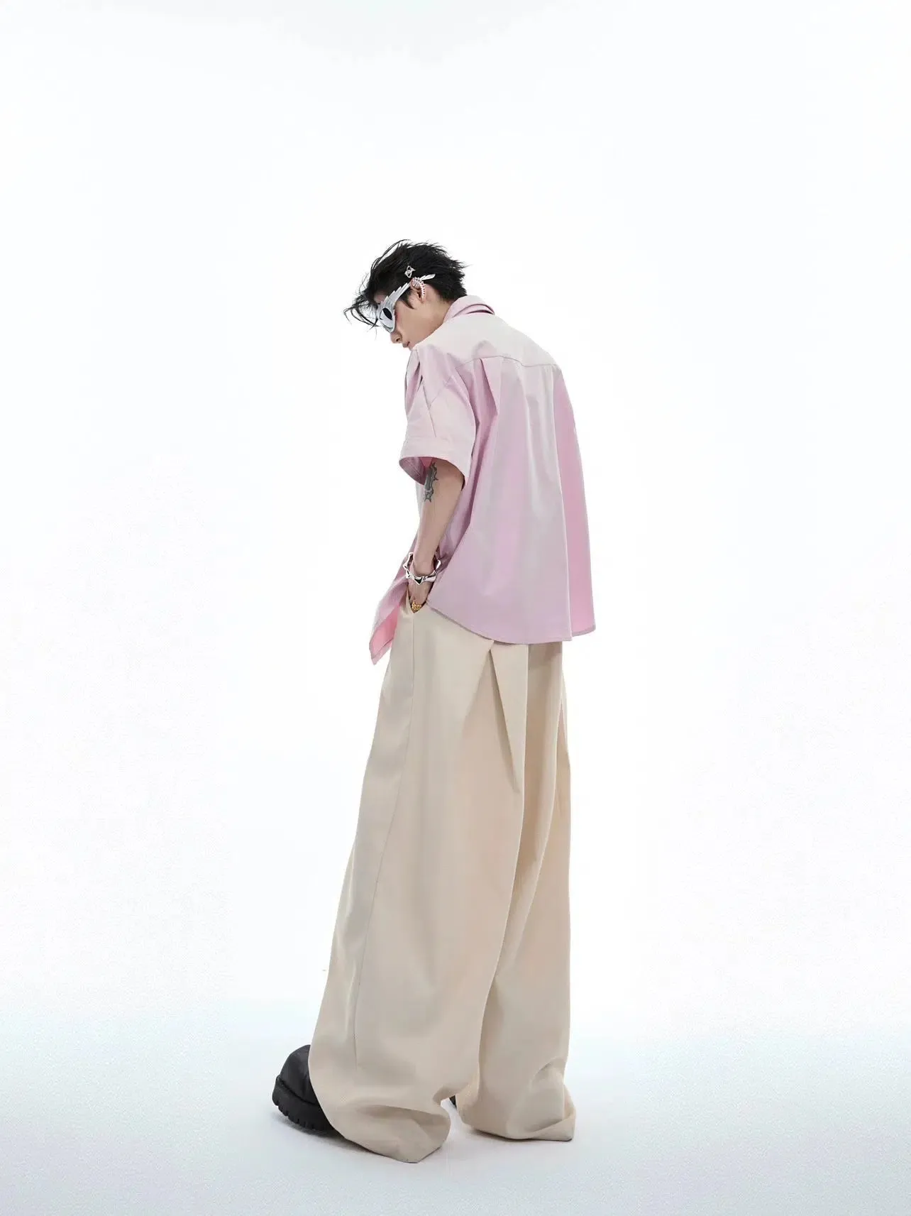 Double-layer Collar Pleated Loose Shirt