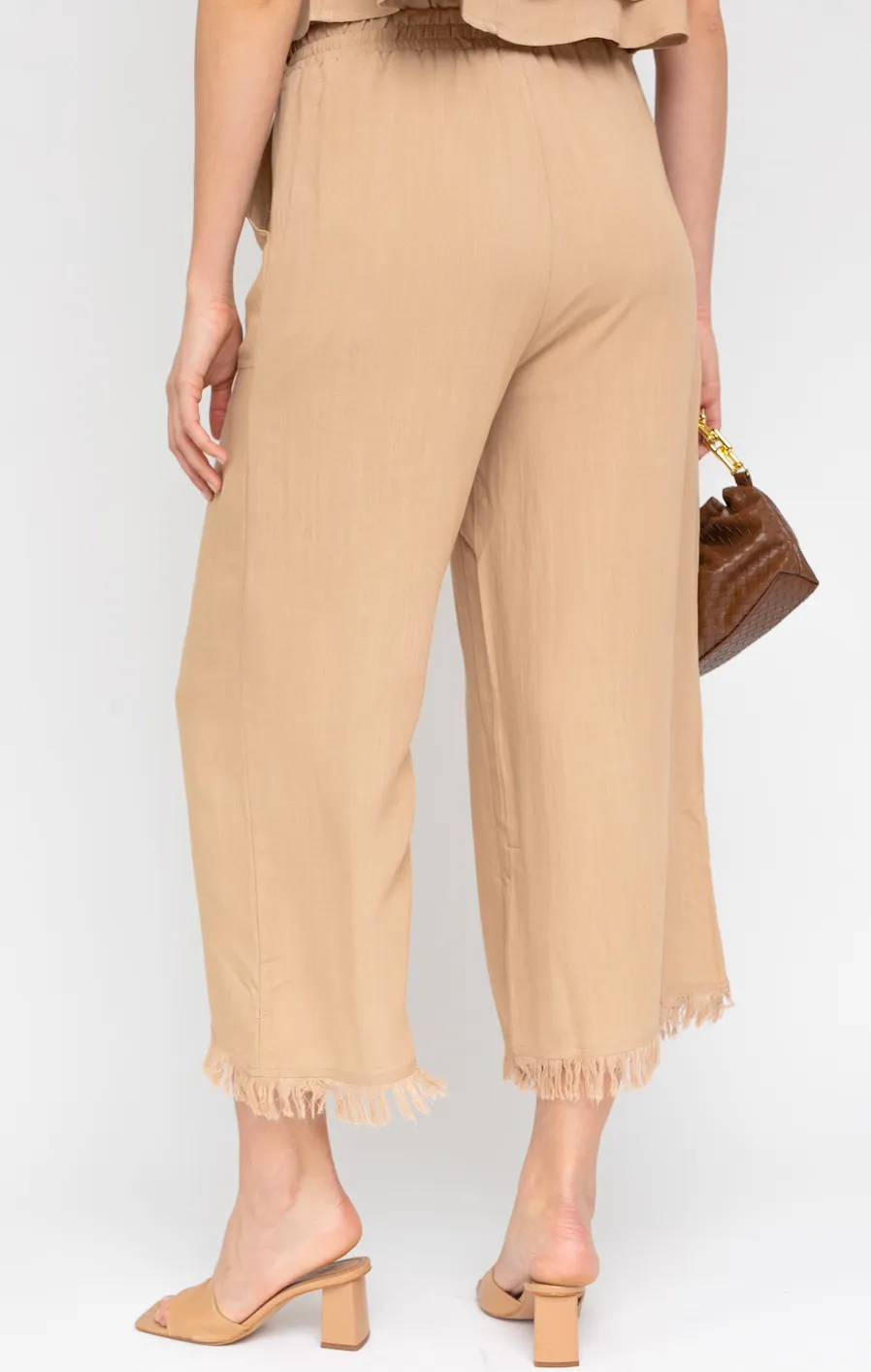 Drawstring Frayed Hem Pant