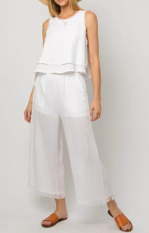 Drawstring Frayed Hem Pant