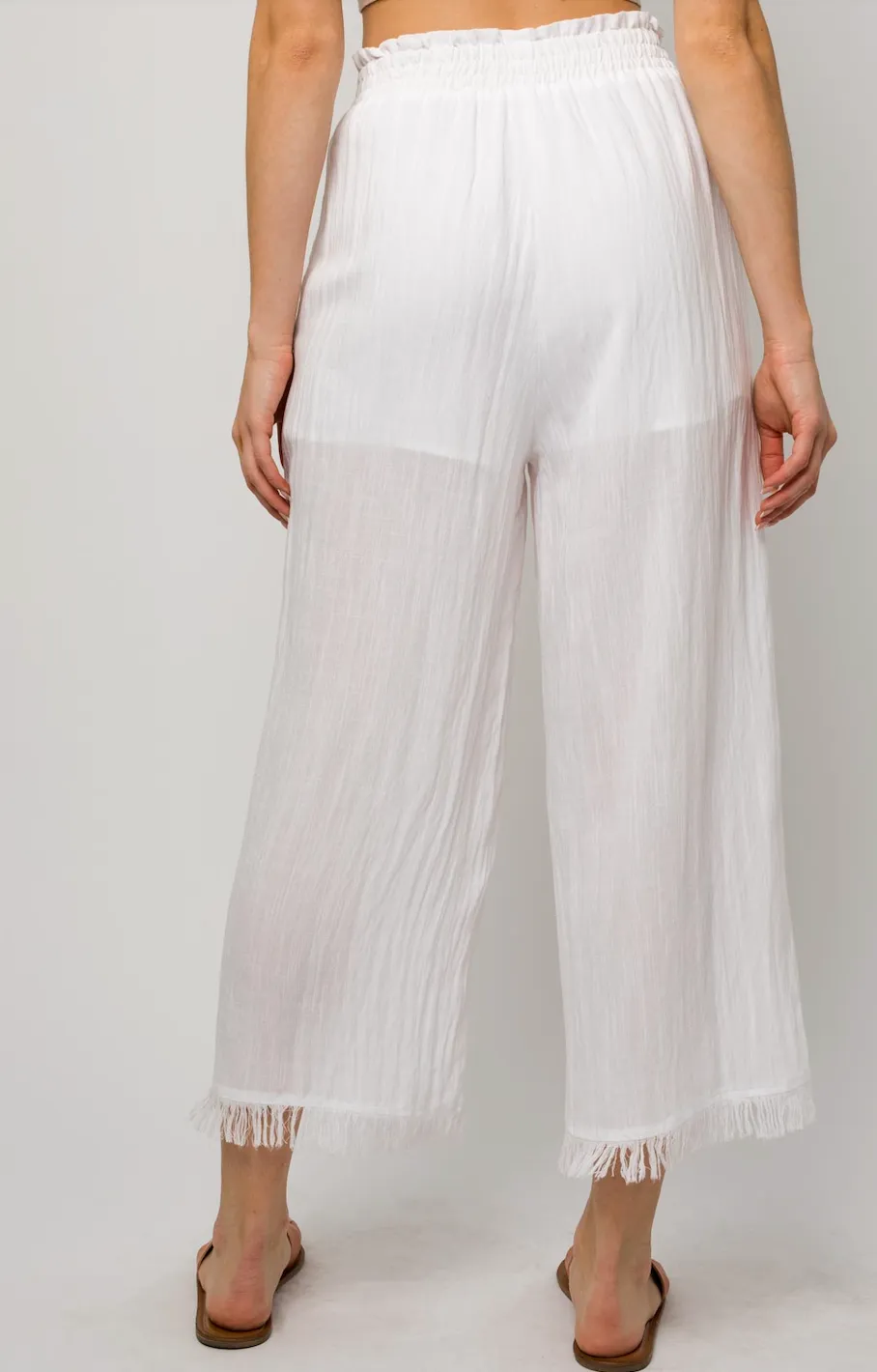 Drawstring Frayed Hem Pant