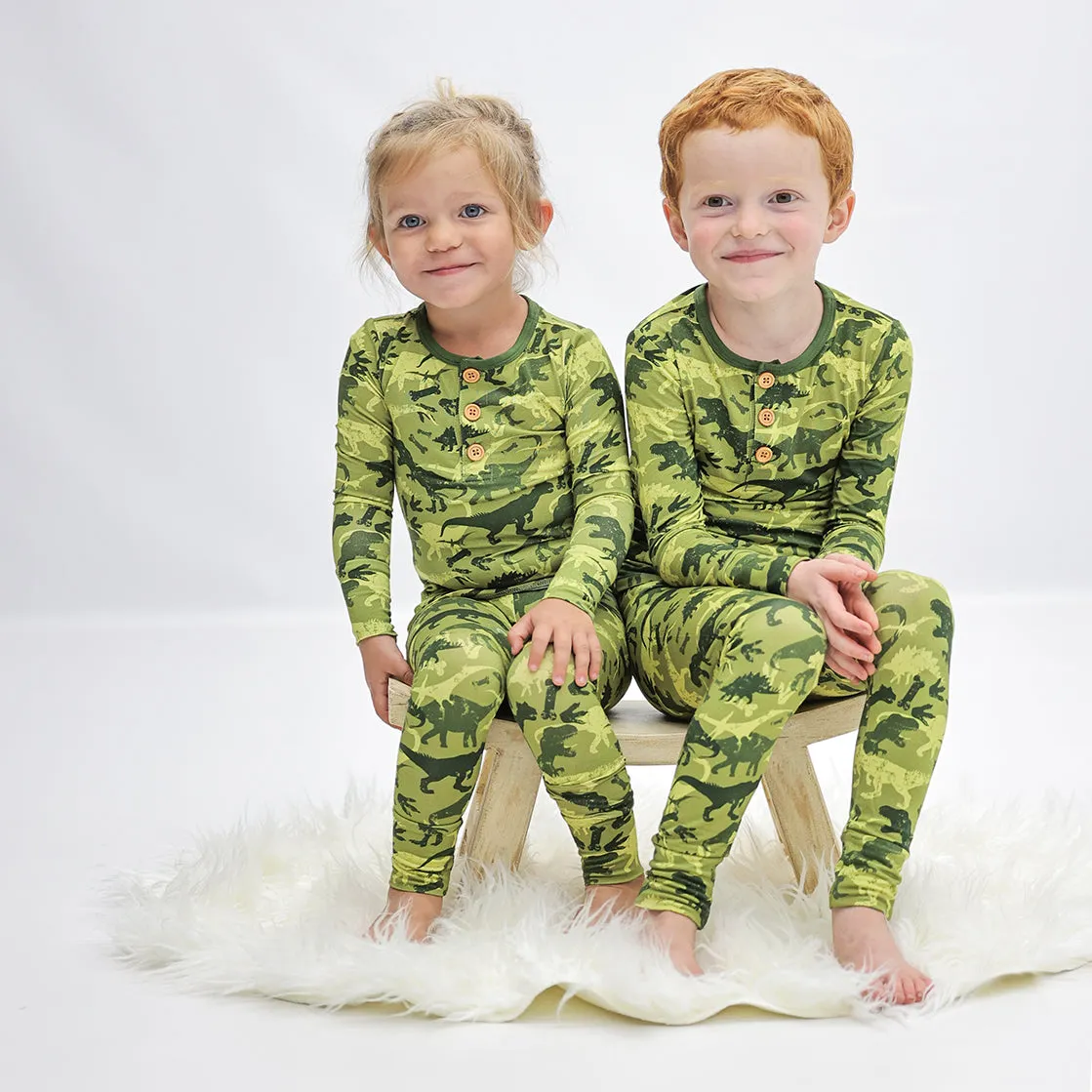 Dylan's Dinosaurs Long Sleeve Henley Pajama Set
