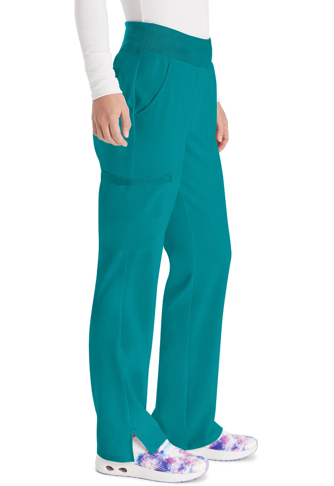 EDS Essentials DK005 Natural Rise Tapered Leg Pull-On Pants Teal Blue