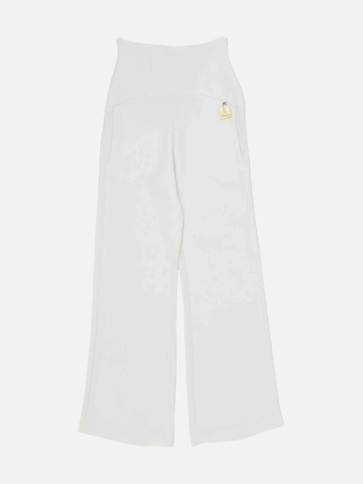ELISABETTA FRANCHI Wide Leg White Pants US2