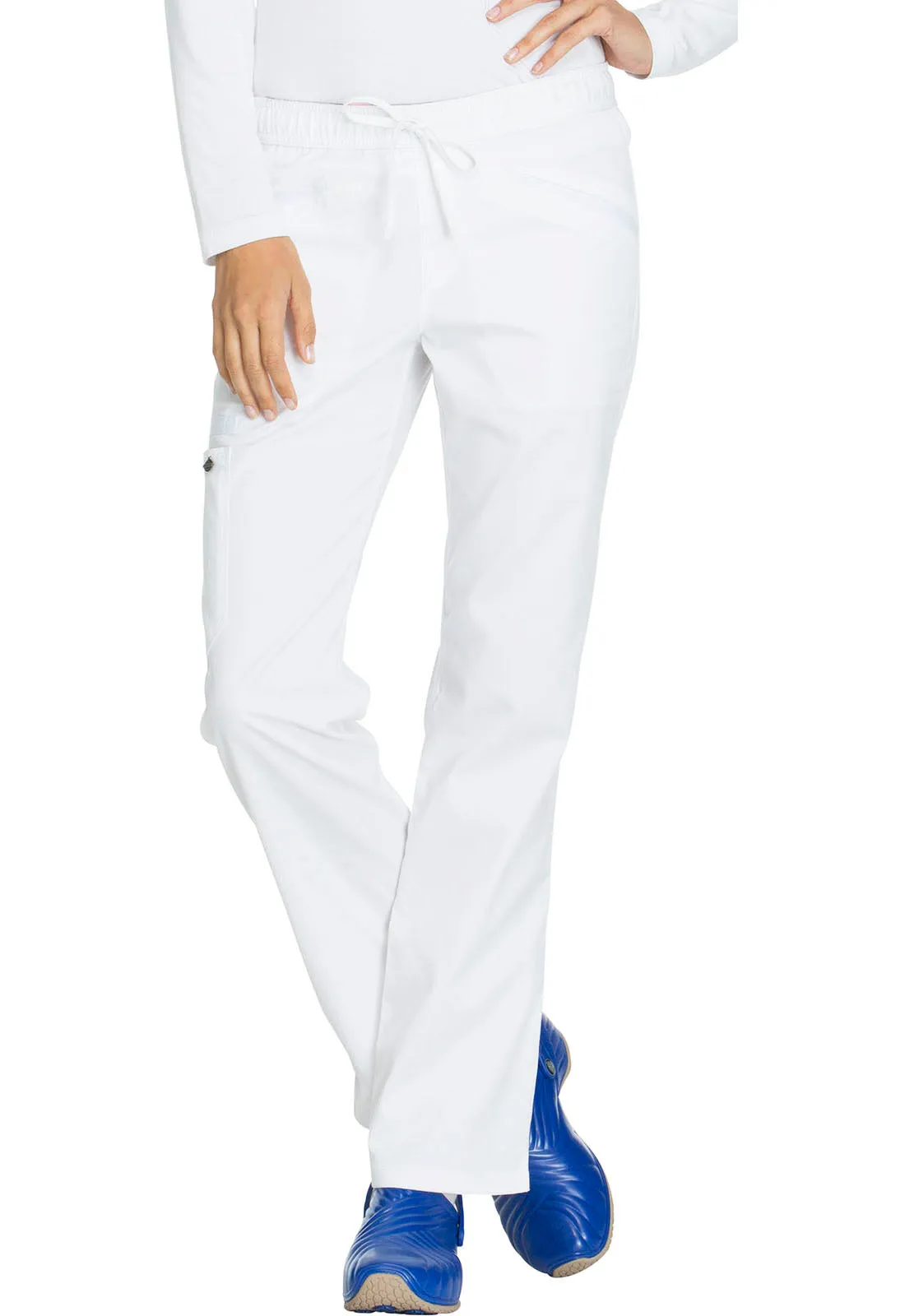 Essence DK106 Mid Rise Straight Leg Drawstring Pants White