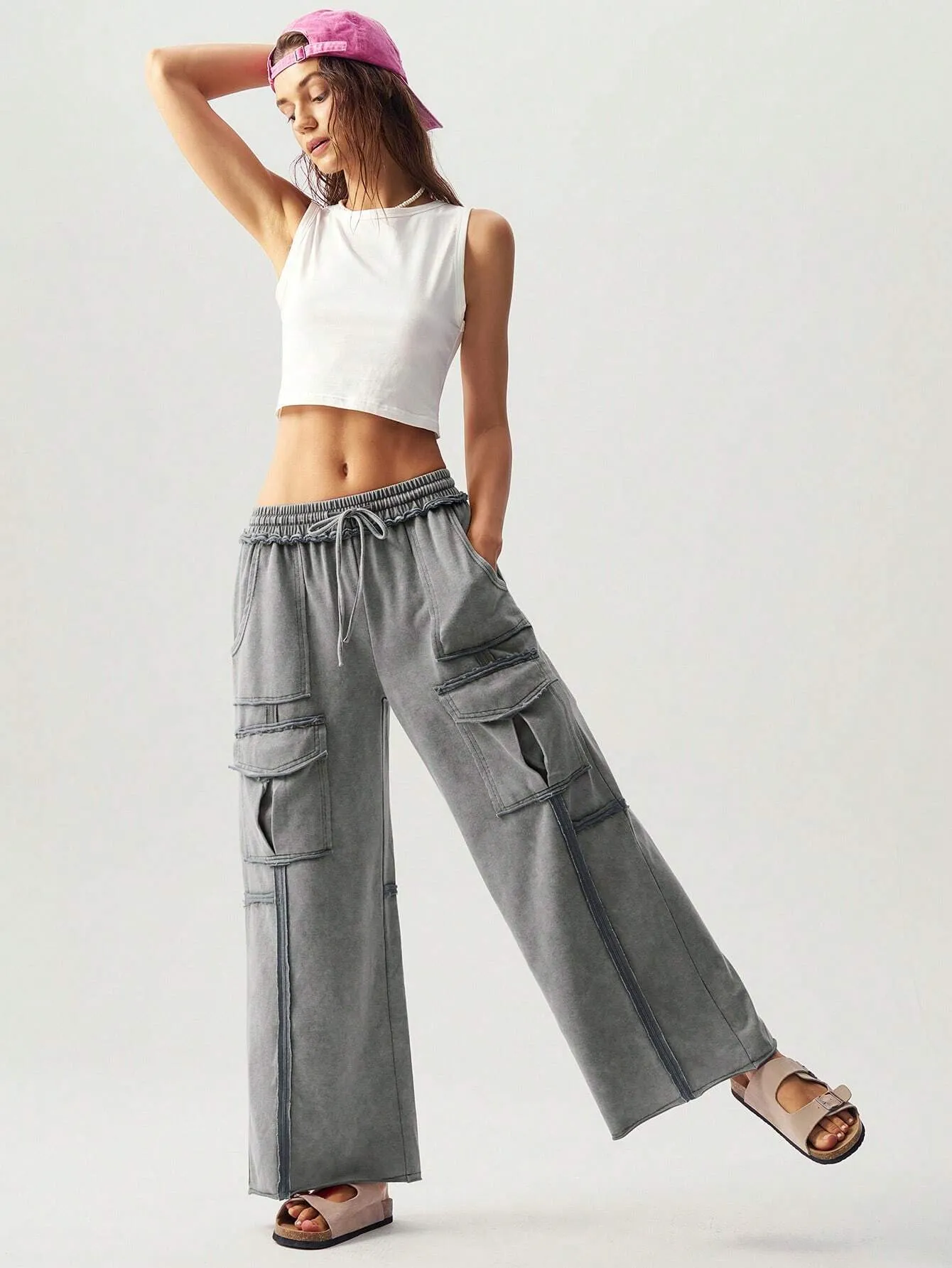 Flowy Knitted Pleated Palazzo Pants – Chic & Comfy Wide-Leg Trousers