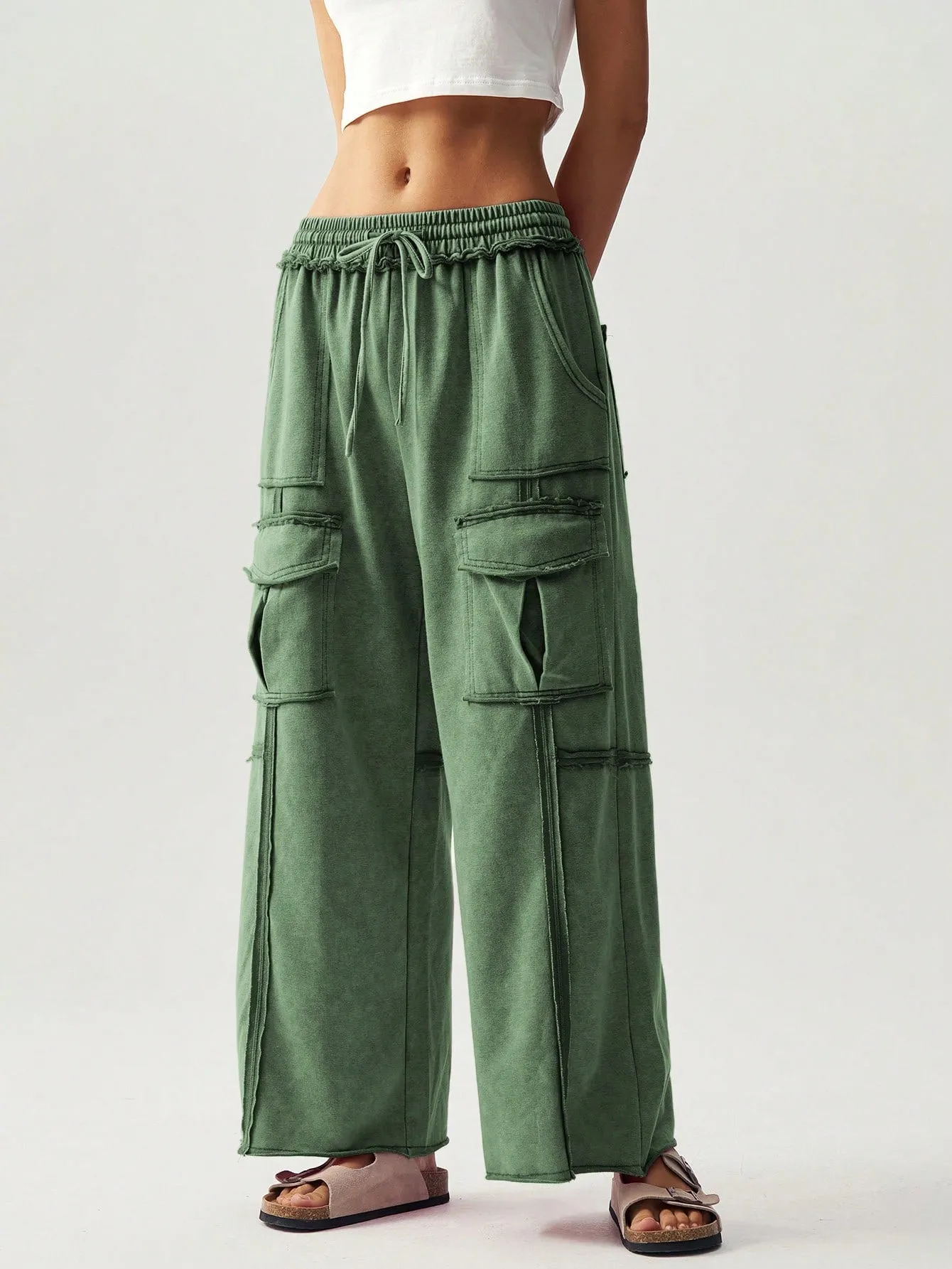 Flowy Knitted Pleated Palazzo Pants – Chic & Comfy Wide-Leg Trousers