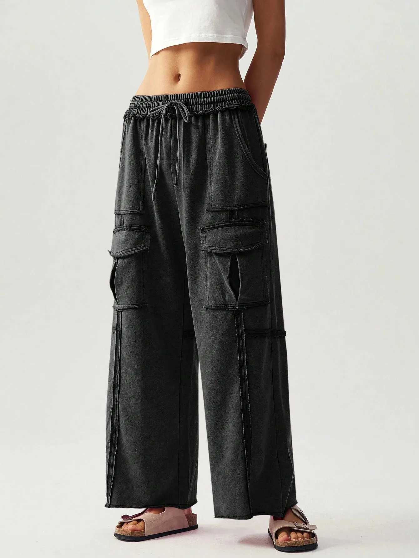Flowy Knitted Pleated Palazzo Pants – Chic & Comfy Wide-Leg Trousers