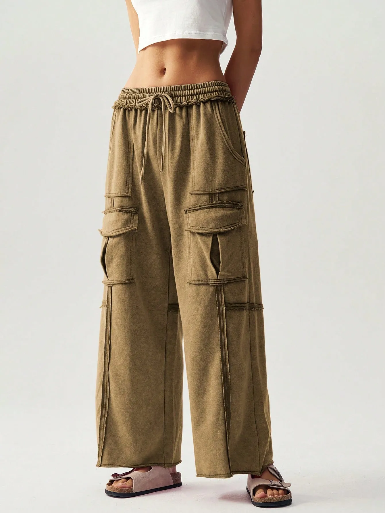Flowy Knitted Pleated Palazzo Pants – Chic & Comfy Wide-Leg Trousers