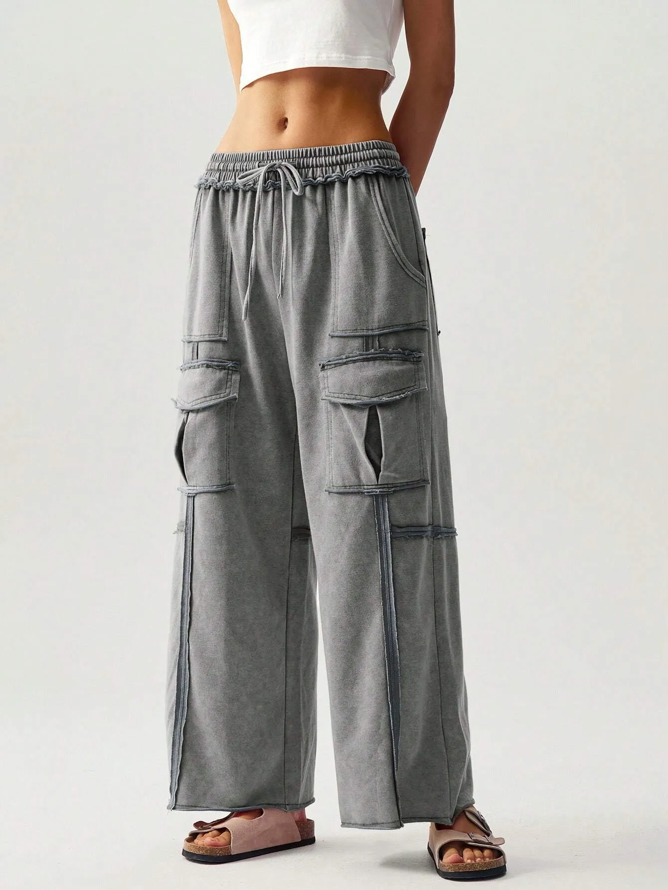 Flowy Knitted Pleated Palazzo Pants – Chic & Comfy Wide-Leg Trousers