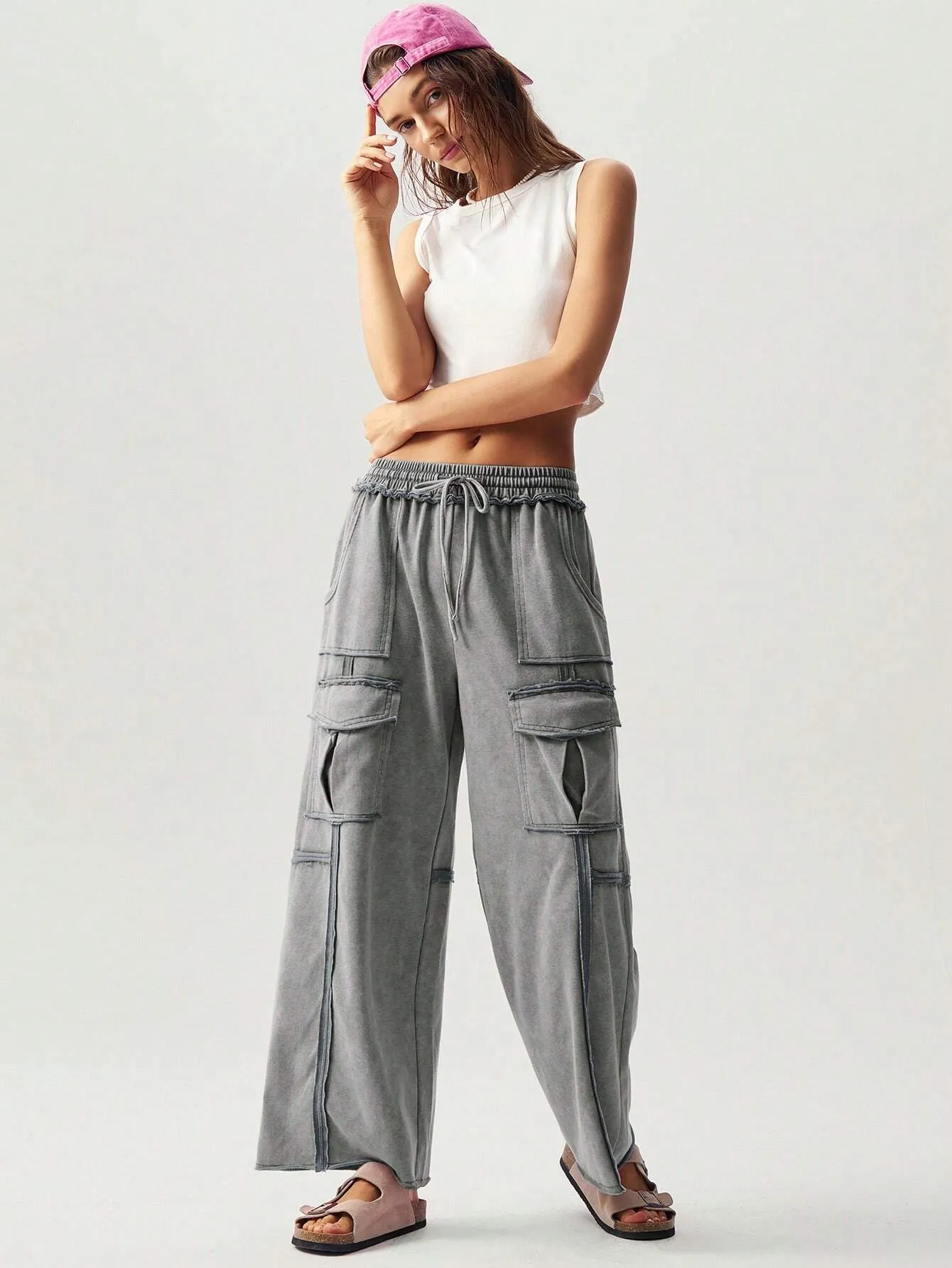 Flowy Knitted Pleated Palazzo Pants – Chic & Comfy Wide-Leg Trousers