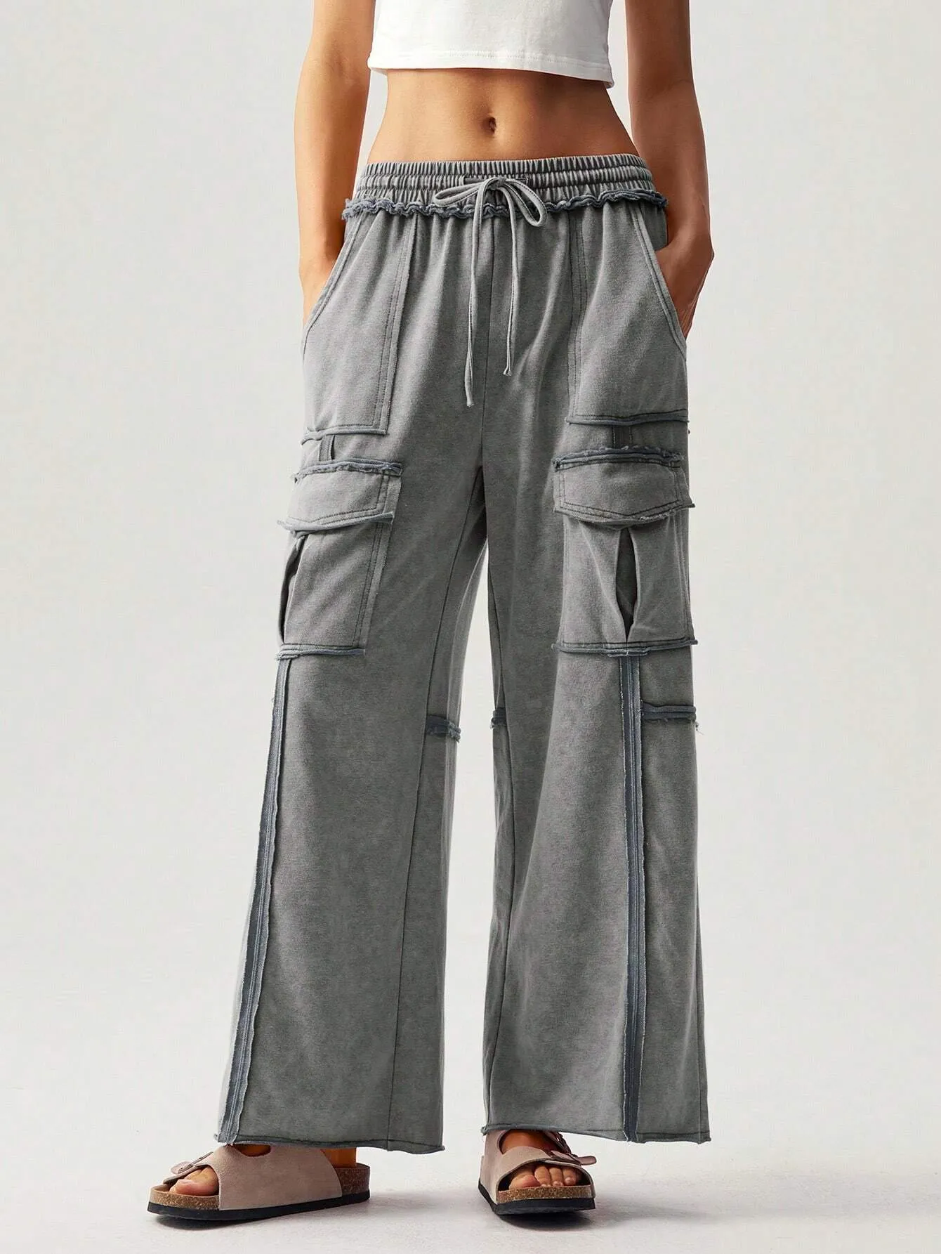 Flowy Knitted Pleated Palazzo Pants – Chic & Comfy Wide-Leg Trousers