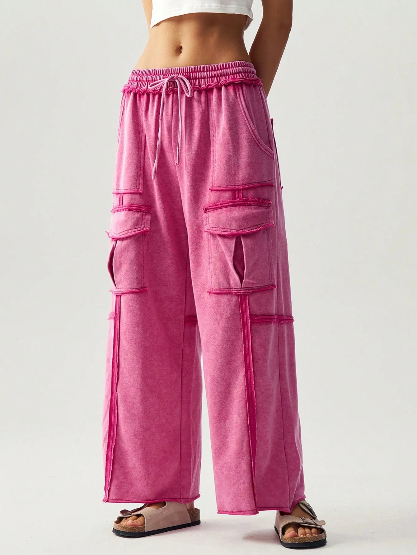 Flowy Knitted Pleated Palazzo Pants – Chic & Comfy Wide-Leg Trousers