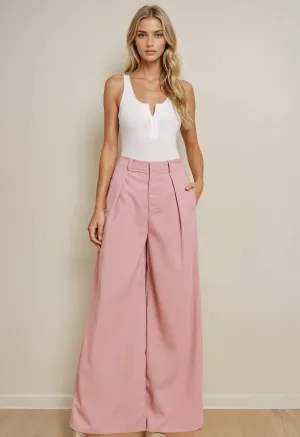 FLOWY WIDE LEG LINEN TROUSER PANTS W2315PIB
