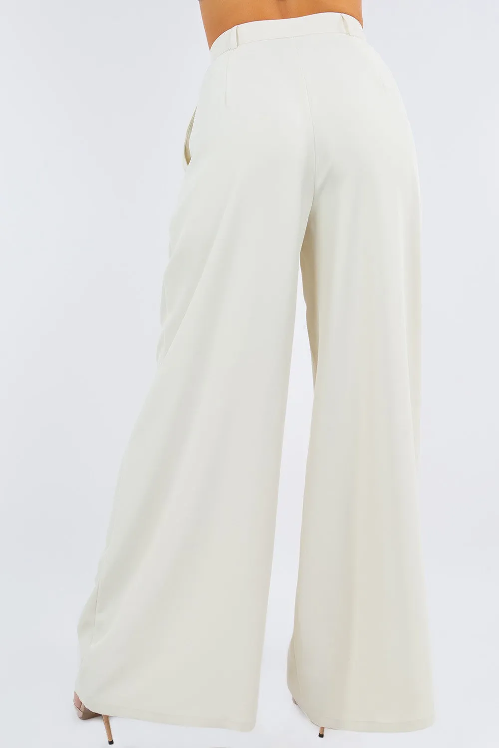 FLOWY WIDE LEG LINEN TROUSER PANTS W2315PIB