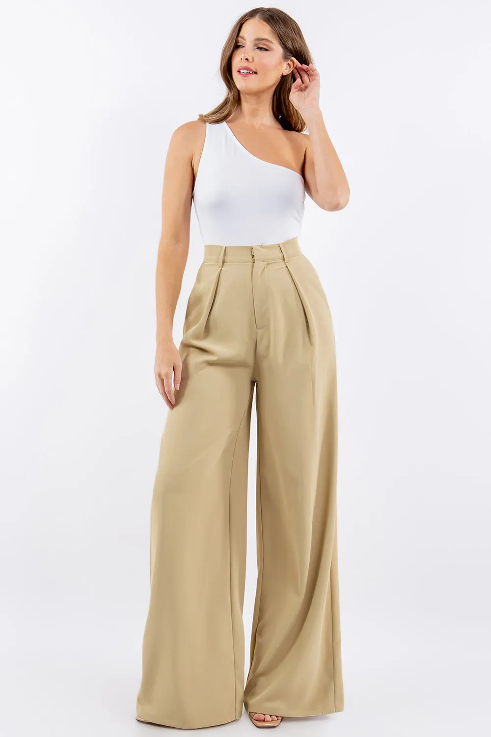 FLOWY WIDE LEG LINEN TROUSER PANTS W2315PIB