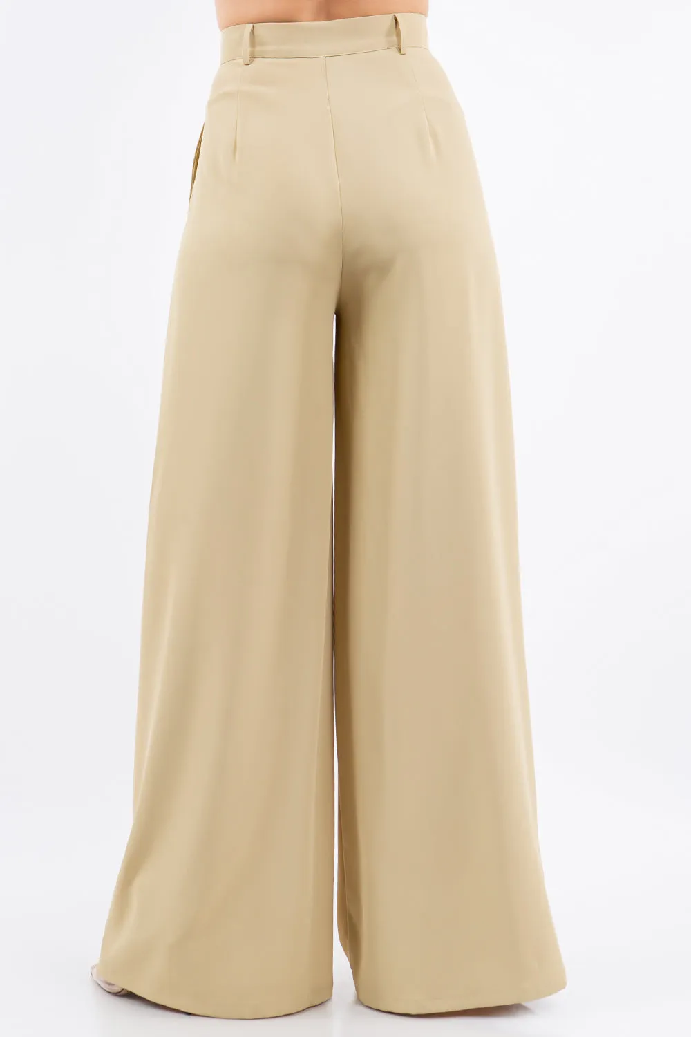 FLOWY WIDE LEG LINEN TROUSER PANTS W2315PIB