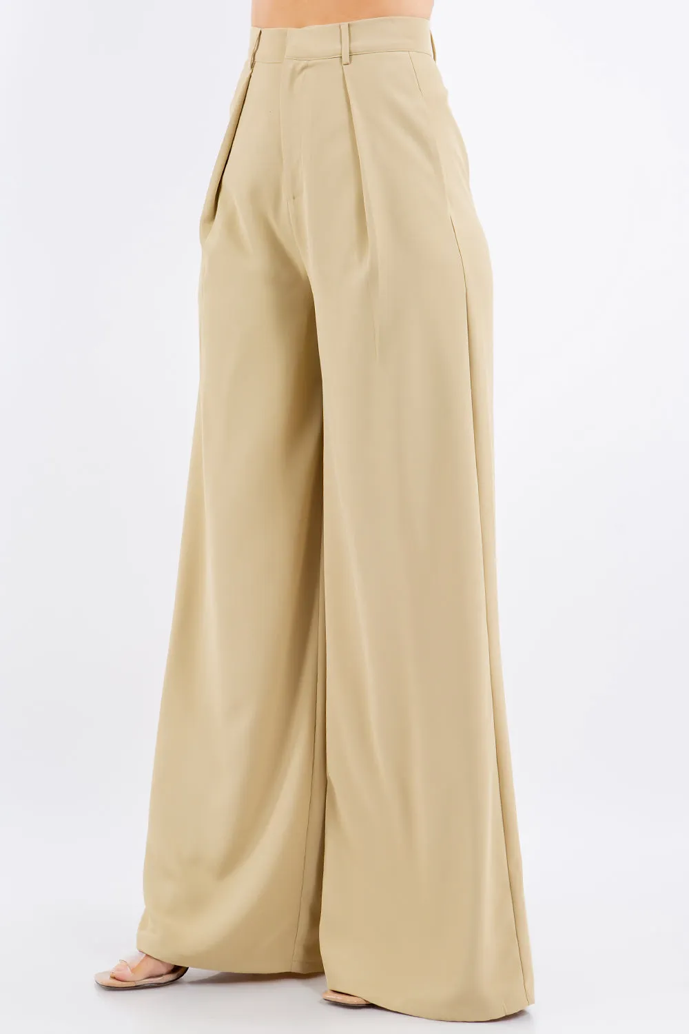 FLOWY WIDE LEG LINEN TROUSER PANTS W2315PIB