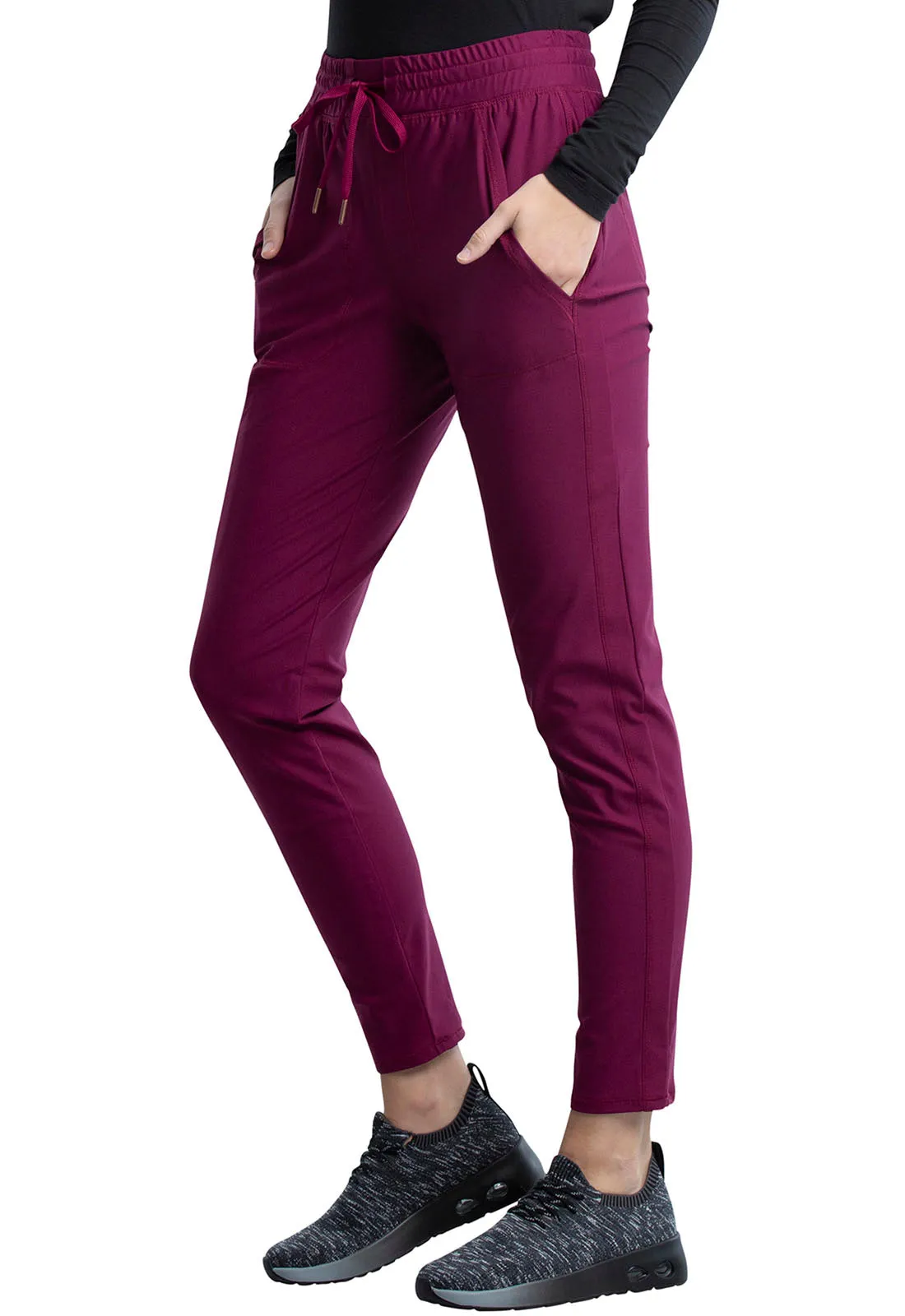 Form CK095 Mid Rise Tapered Leg Drawstring Pants Wine