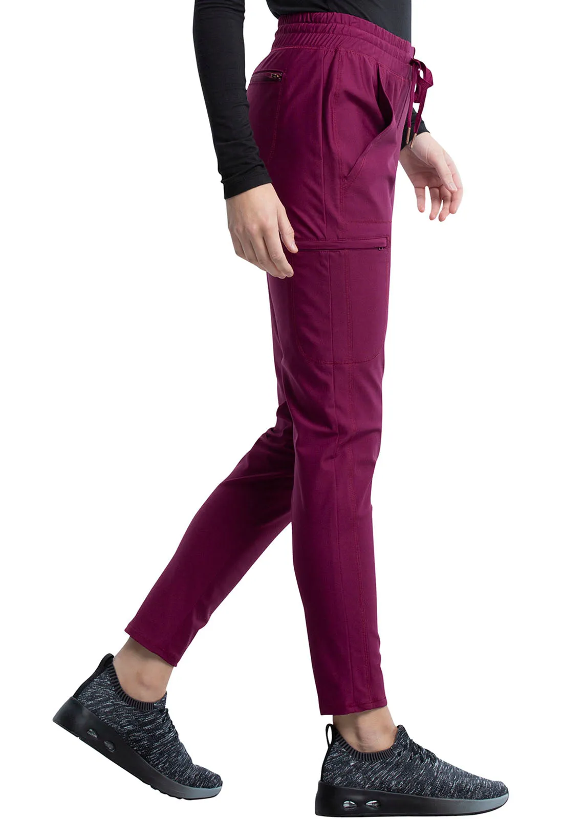 Form CK095 Mid Rise Tapered Leg Drawstring Pants Wine