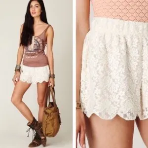 Free People Lace Scallop Shorts