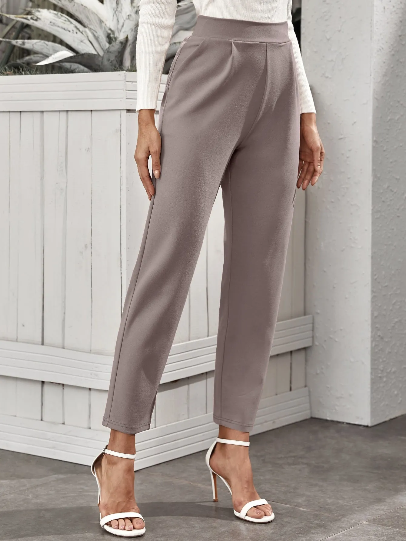 Frenchy High-Rise Slant Pocket Tapered Pants
