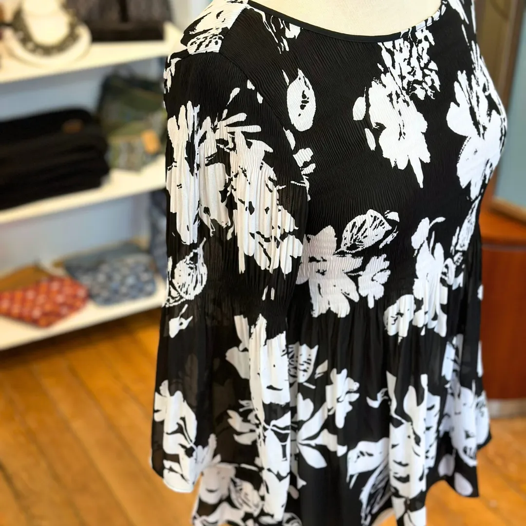 Gathered Floral Blouse