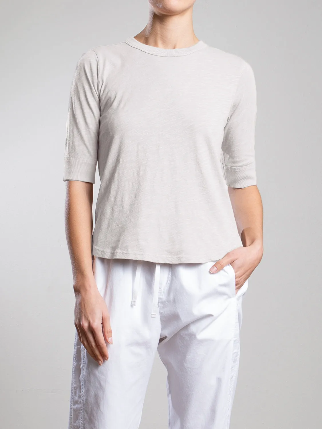 Giada Slim Crew in Supima Slub - Cement