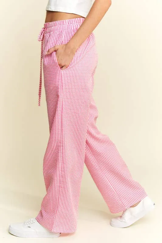 Gingham Boxer Pants - Pink