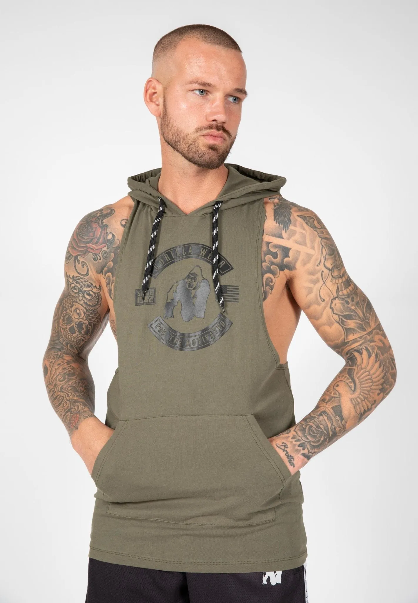 Gorilla Wear Lawrence Hooded Tank Top - Army Green