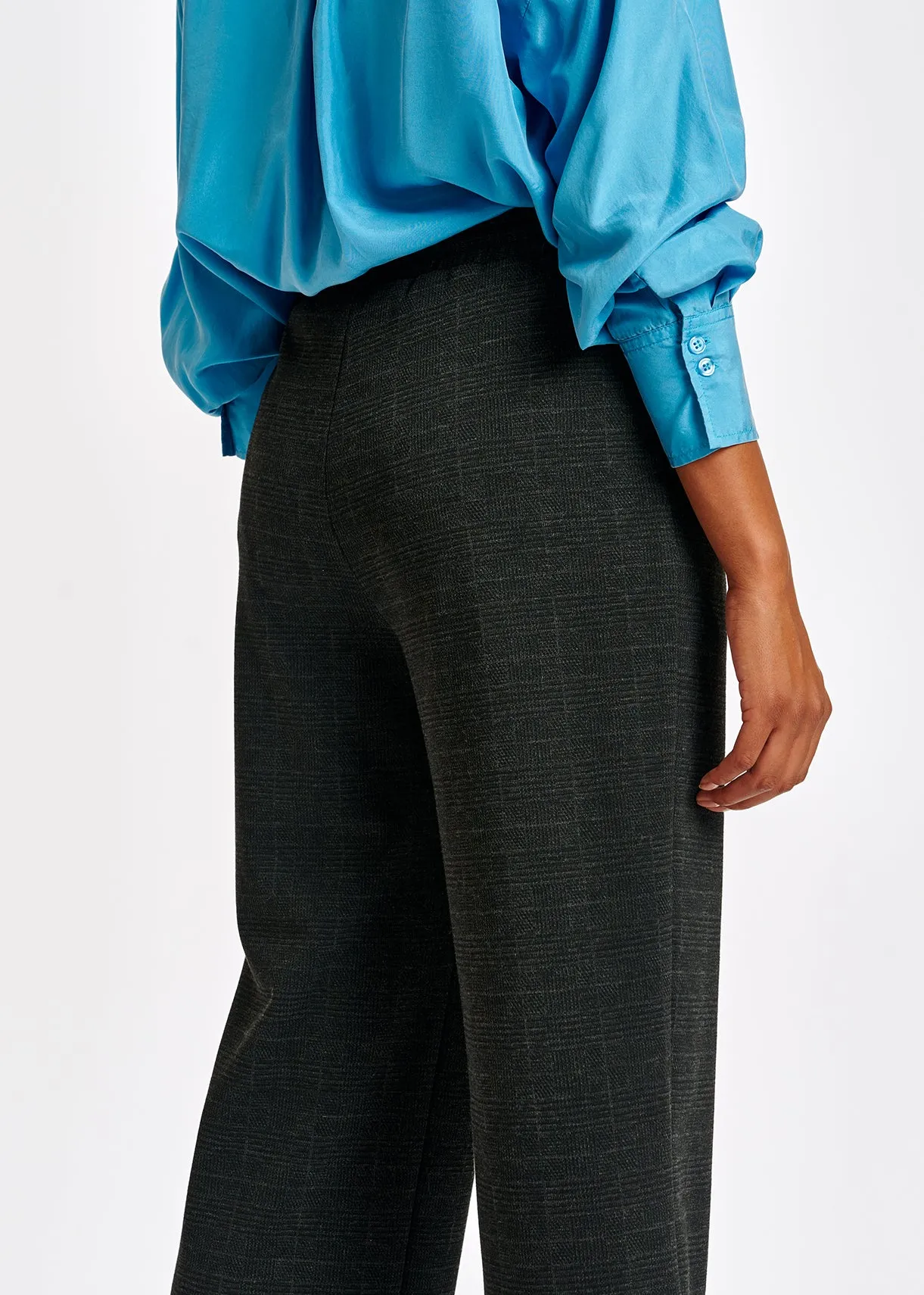 Grey check loose-fit straight-leg pants