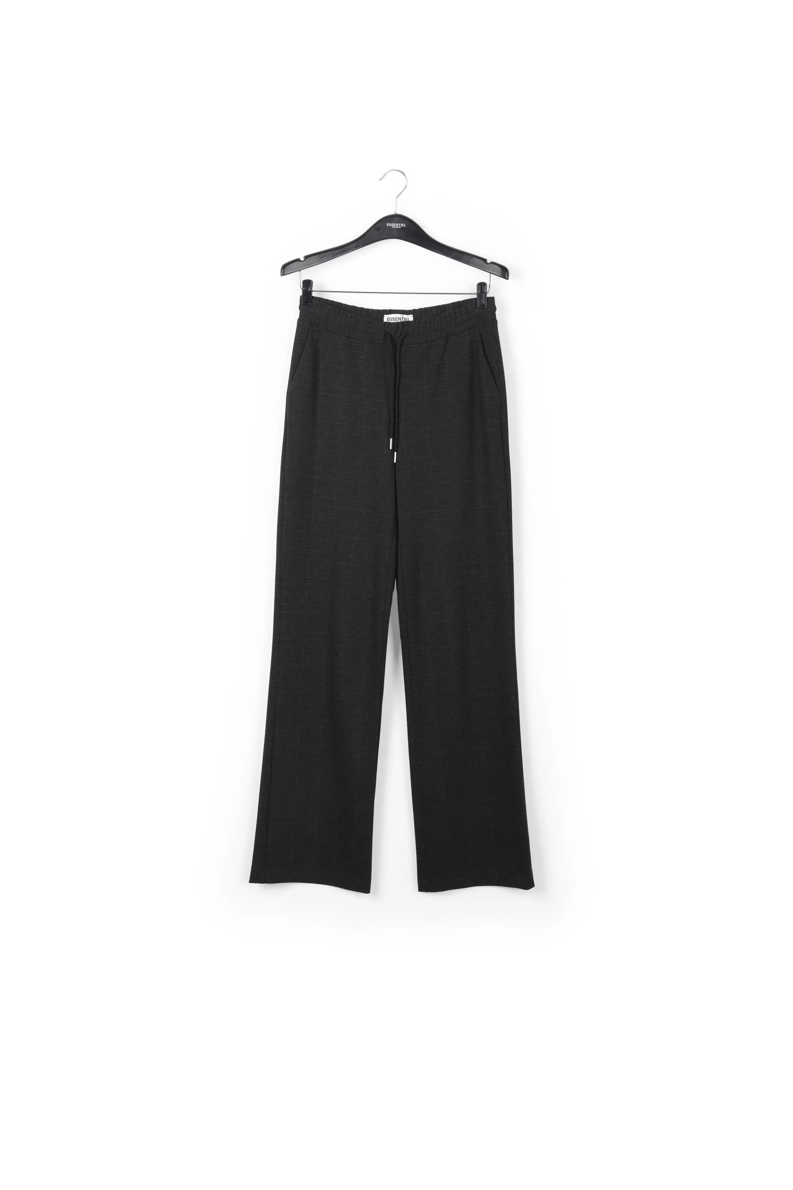 Grey check loose-fit straight-leg pants