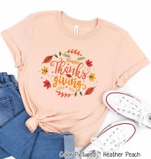 Happy Thanksgiving Fall Leaves Tee