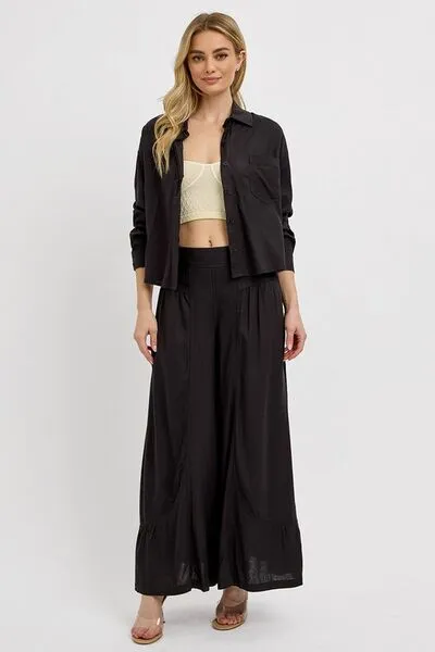 Hazel Blues® |  RISEN Shirring Detail Wide Leg Pants