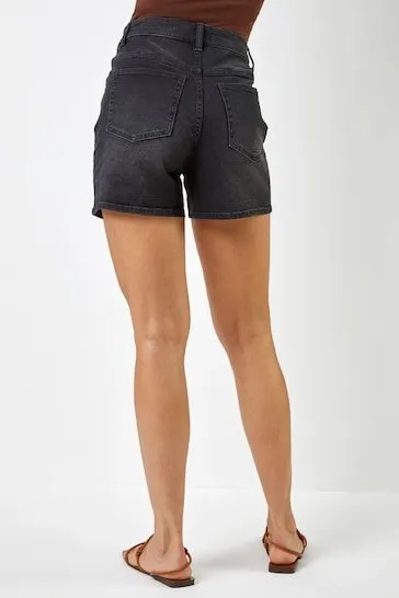 High Waist Stretch Denim Shorts
