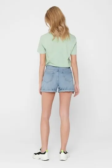 High Waisted Stretch Mom Denim Shorts