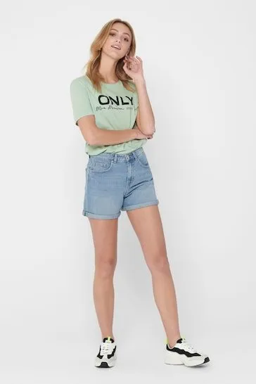 High Waisted Stretch Mom Denim Shorts