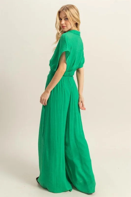 HYFVE Kimono Sleeve Crop Top and Wide Leg Pants Set