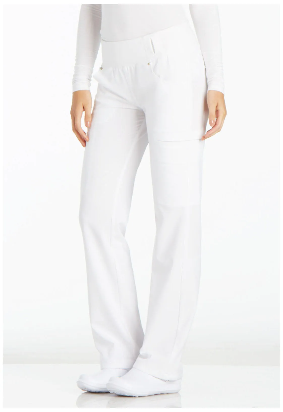 iFlex CK002 Mid Rise Straight Leg Pull-on Pants White