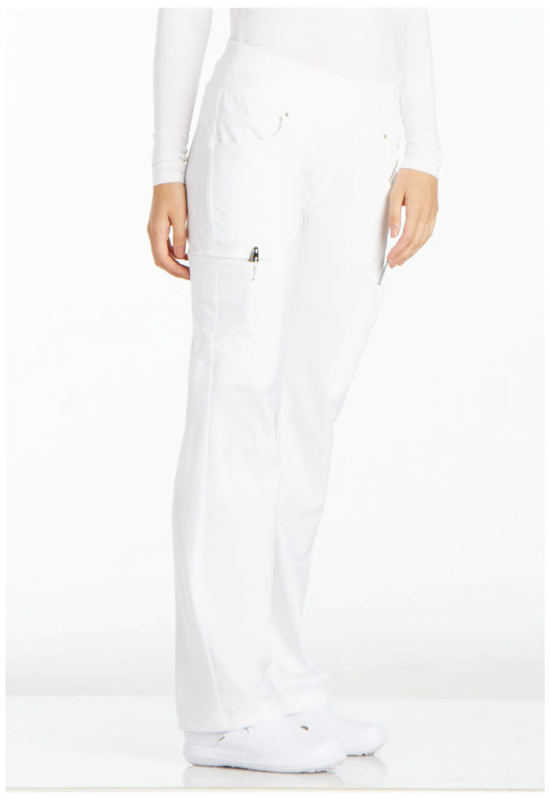 iFlex CK002 Mid Rise Straight Leg Pull-on Pants White