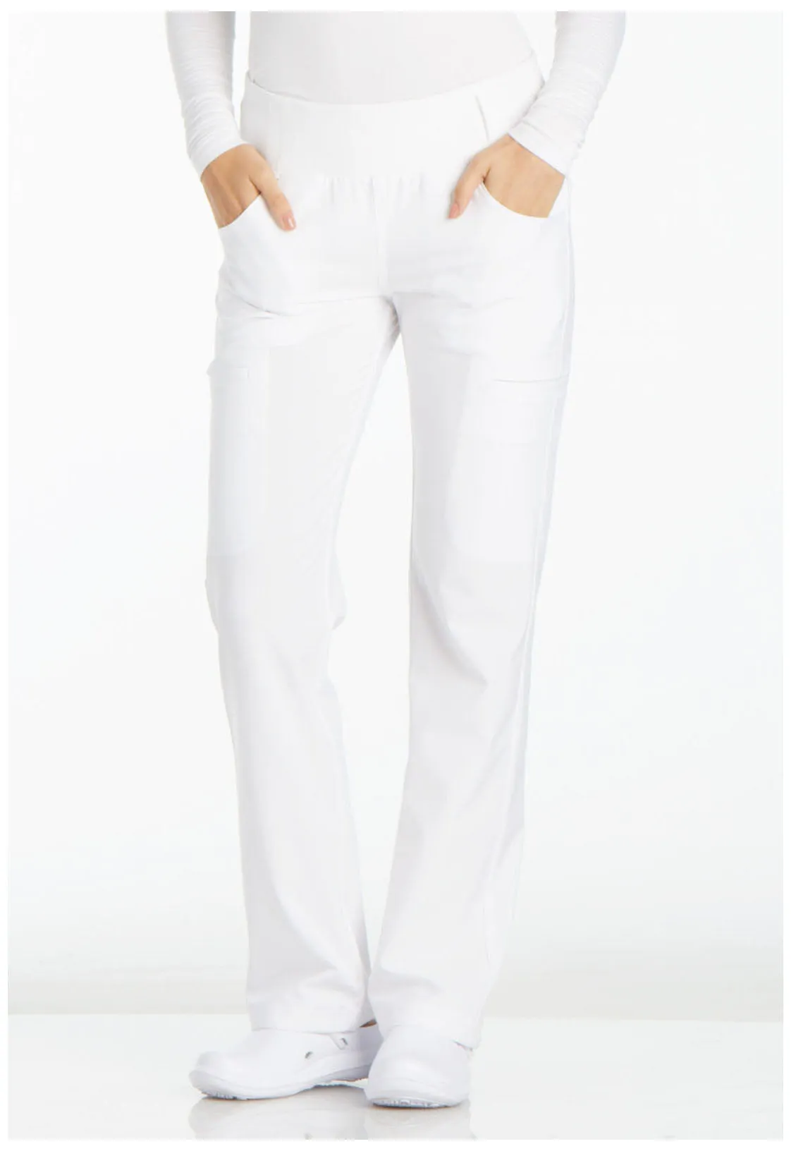 iFlex CK002 Mid Rise Straight Leg Pull-on Pants White