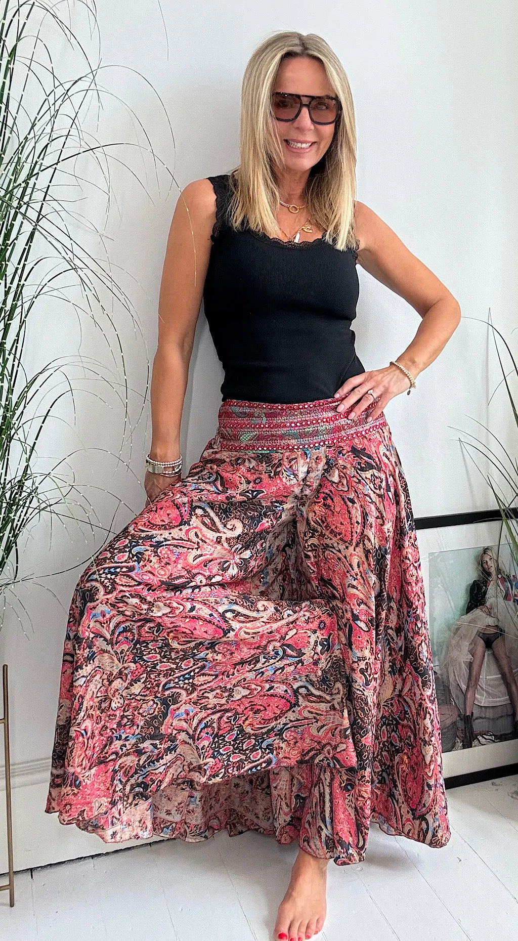 Indian silk pants pink