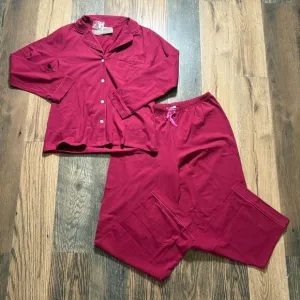 J. Crew Dreamy Cotton Blend Pajama Pant Set Raspberry Pink Size L NWT