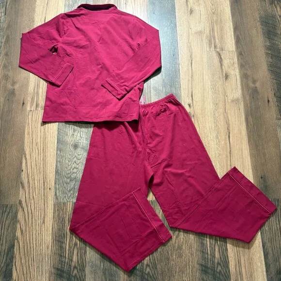 J. Crew Dreamy Cotton Blend Pajama Pant Set Raspberry Pink Size L NWT